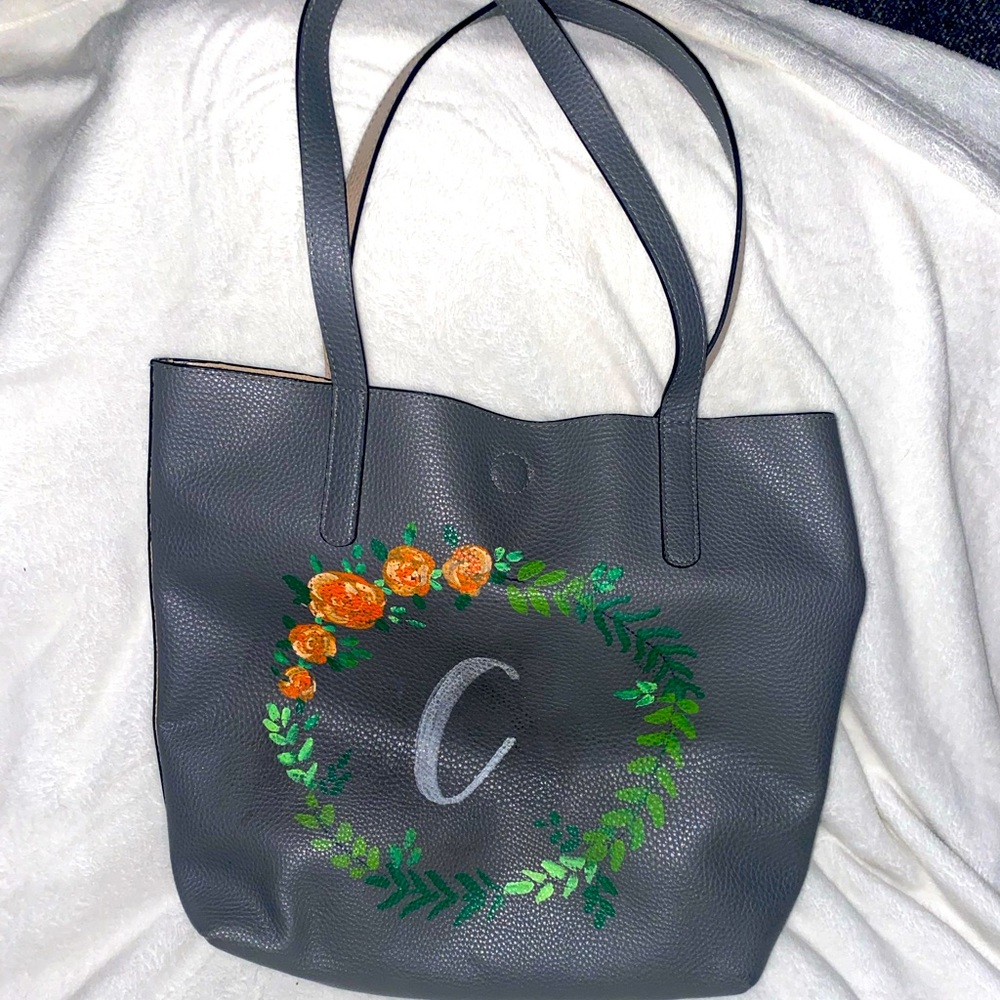 Handpainted tote bag Letter C